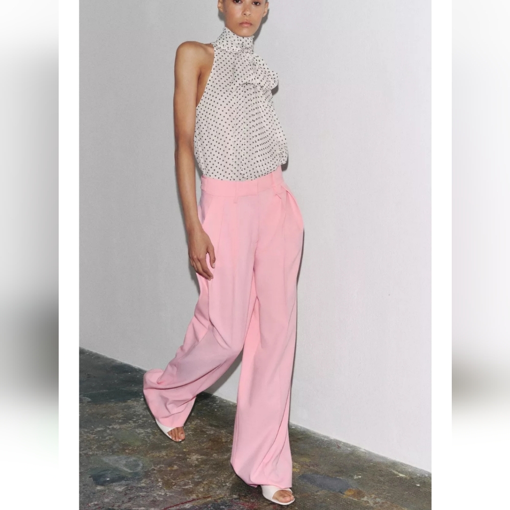 Zara Wide Leg Pants Pastel Pink Size M L XL - Picture 5 of 13